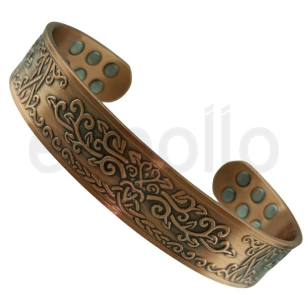Magnetic Copper Bangle (18 Magnets) - Tree Of Life(A) (One Size) 