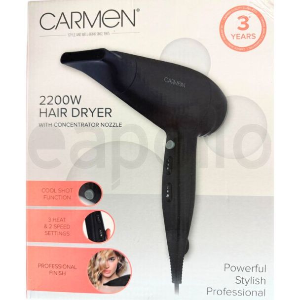 Wholesale Carmen Hair Dryer With Concentrator Nozzle- 2200w