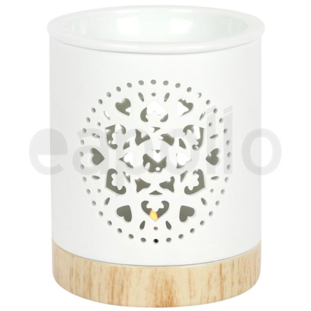Mandala Cut Out Oil Burner - White (11cm)