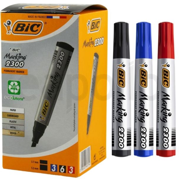 BiC Marking 2300 Permanent Markers - Black, Blue and Red Assortment