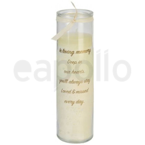 Memorial Candle Jar with Ribbon – In Loving Memory Tribute (20cm)