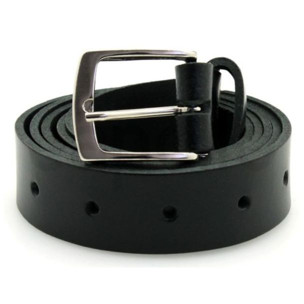 Men's 1 Inch Wide Shiny Genuine Leather Belts - Black (XXX-Large)