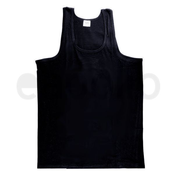 Men's Black 100% Cotton Vest - Small