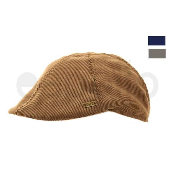 Men's Cord Flat Caps With H Metal Initial