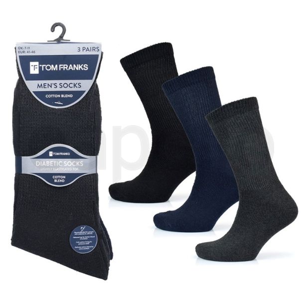 Men's Cotton Blend Light Elasticated Ankle Socks (3 Pack) - Asst.