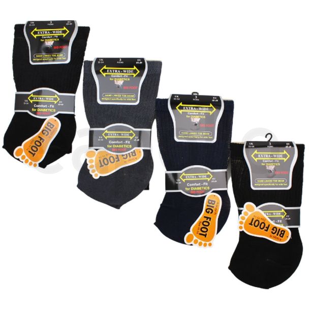 Men's Extra Wide Big Foot Socks (3 Pair Pack) - Asst(11-14)