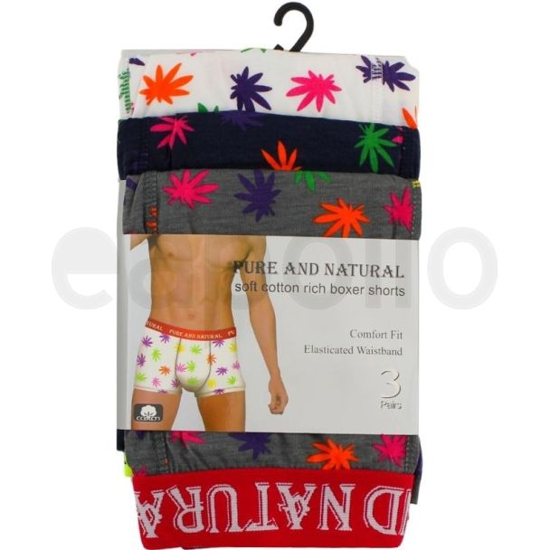 Wholesale Men's Leaf Design Boxer Shorts (3 Pack) - Large
