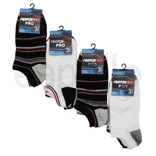 Men's Performax Pro Trainer Socks (3 Pair Pack) - Striped Design (6-11)