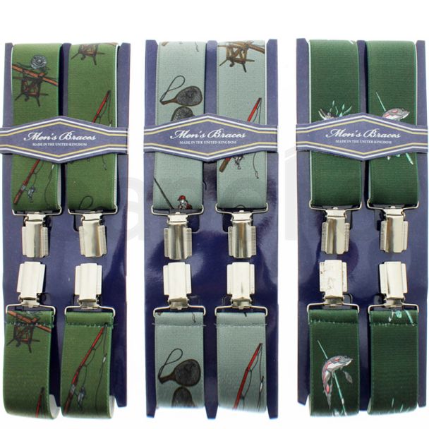 Men's Printed 35mm Braces - Fishing Design Assorted