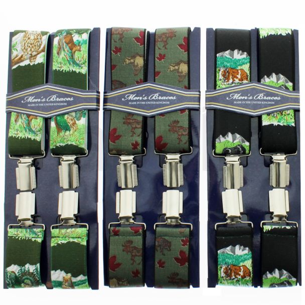 Men's Printed 35mm Braces - Wild Animals Design Assorted