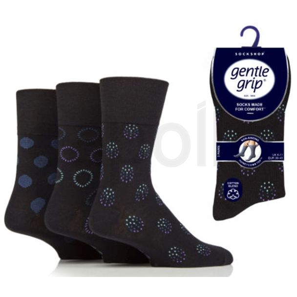Men's "Spherical Realm" Gentle Grip Socks (3 Pair Pack) - Asst