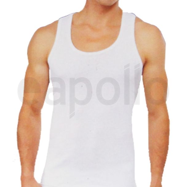 Men's White 100% Cotton Vest - XX-Large 