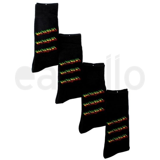 Men's Black Rastafari Print Work Socks (1 Pair Pack)