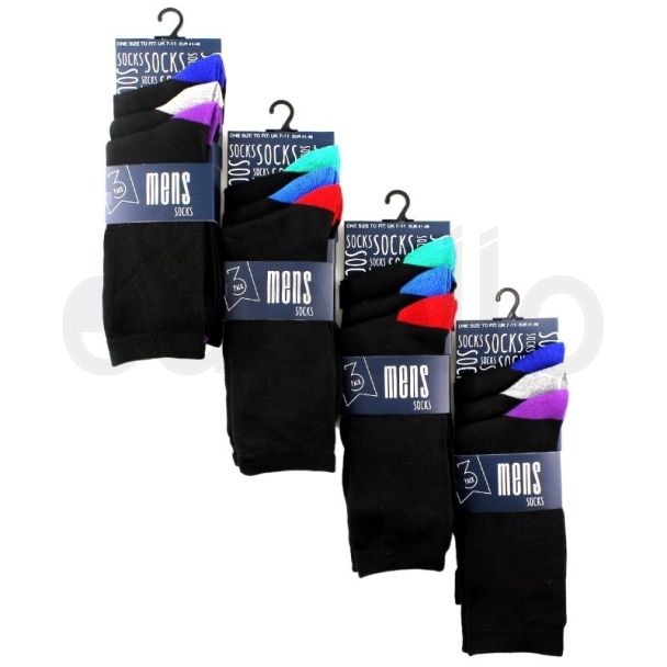 Men's Coloured Toes & Heel Design Socks (3 Pair Pack) - Asst