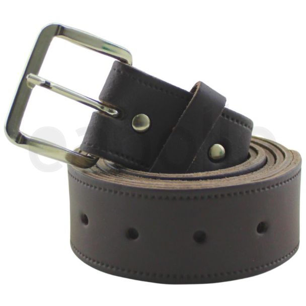 Men’s Genuine Leather Belt with Stitch Detail – Brown (5XL)