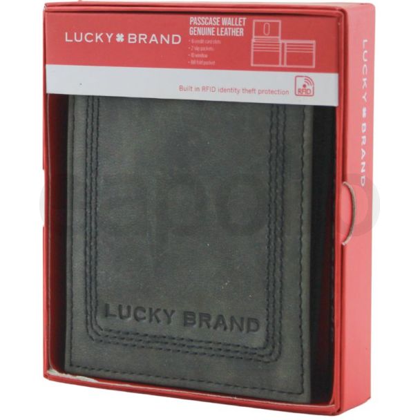 Men’s Genuine Leather Passcase Wallet – Black