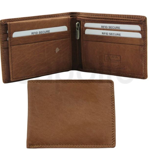 Men’s Leather RFID Euroborse Bifold Wallet – Tan
