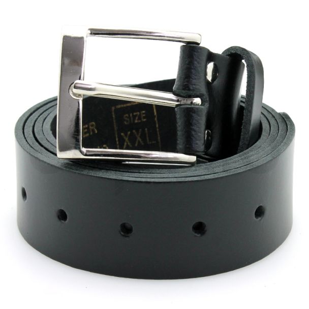 Men's Plain Leather Belts 1.5" - Black (Small)