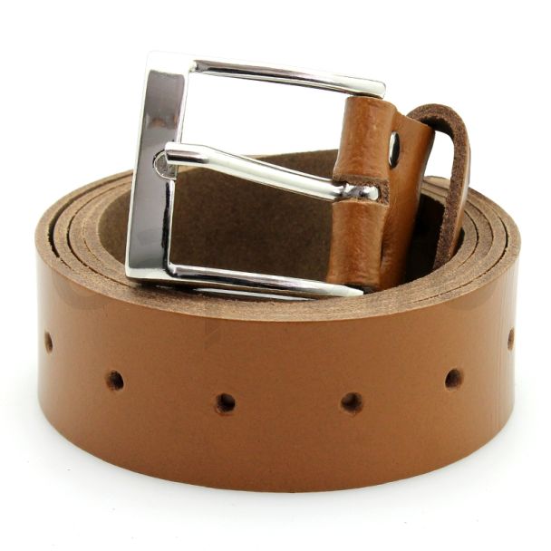 Men's Plain Leather Belts 1.5" - Tan (Medium)