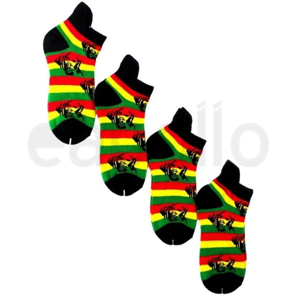 Multi Rasta Man Print Trainer Socks