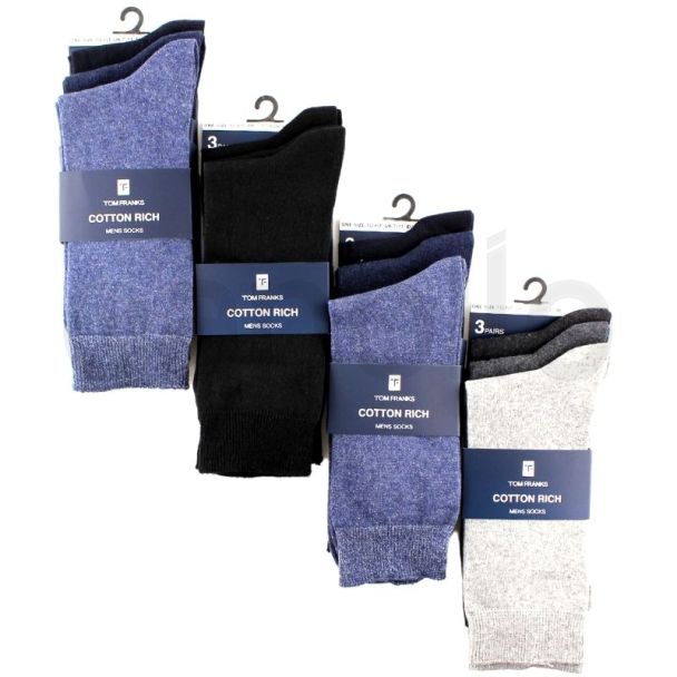 Men's Soft Cotton Rich Ankle Socks (3 Pack) - Asst 