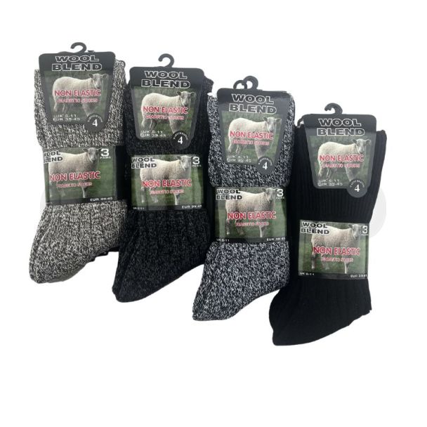 Men's Wool Blend Non Elastic Diabetic Socks - Assorted 