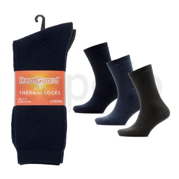 Men's Heatguard Thermal Socks - Assorted Colours (3 Pair Pack) 7-11