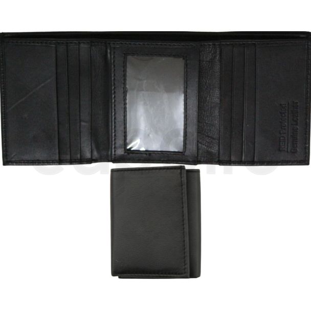 Mens Genuine Leather RFID Blocking Wallet- Black