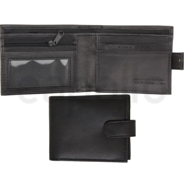 Mens RFID Protected Genuine Leather Wallet- Black