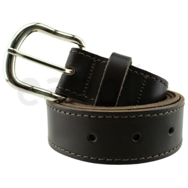 Men's Genuine Leather Stitched Belts 1.25" Wide - Dark Brown (X Large)