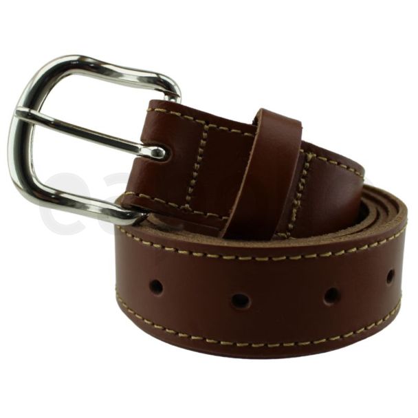 Men's Genuine Leather Stitched Belts 1.25" Wide - Tan (Large)