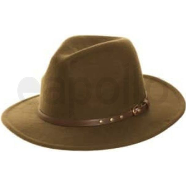 Men's Khaki Wide Brim Trilby With Studded Belt Band (Assorted Sizes)