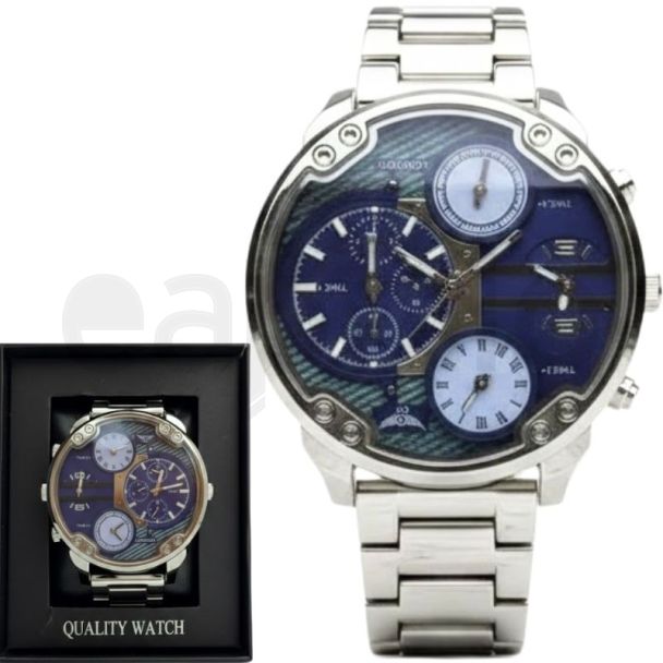 Men's NY London Round Metal Bracelet Watch - Blue/PNP