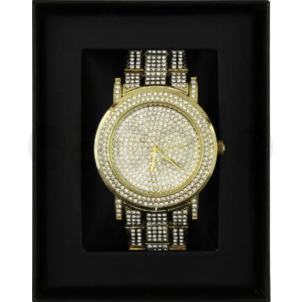 Men's NY London  Metal Bracelet With Diamonds Watch - Gold