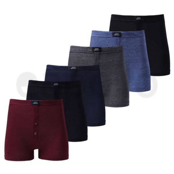 Men's Plain Cotton Blend Boxers (3 Pack) High Impact - Assorted Colours