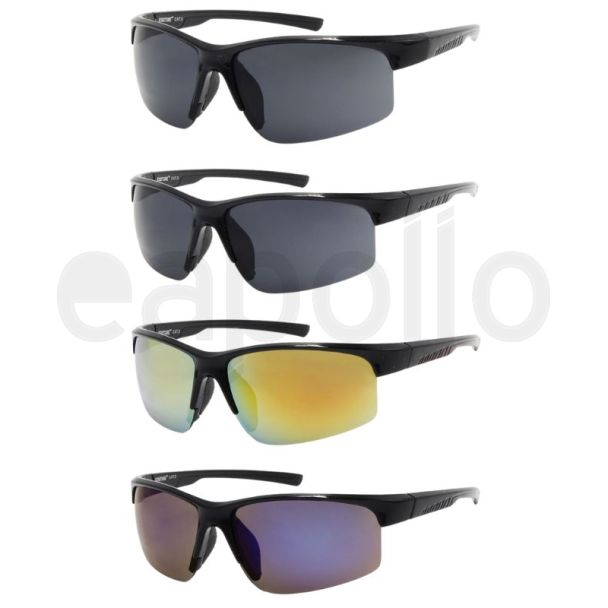 Men's Oval Semi-Rimless Sports Sunglasses (UV Protection) - Assorted 