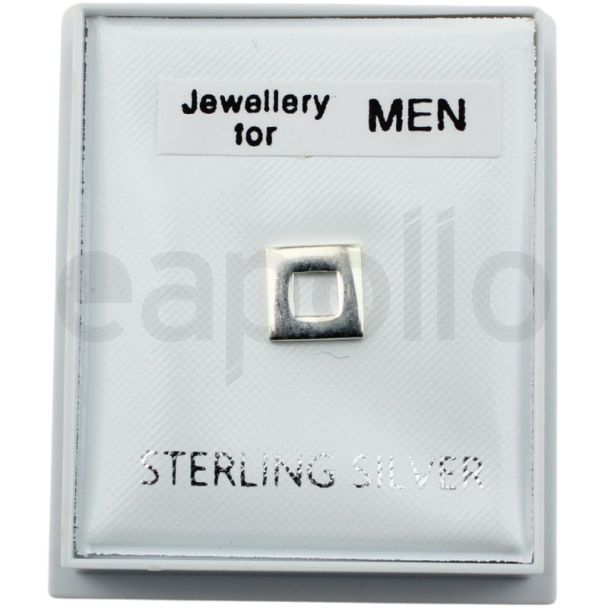 Men's Sterling Silver Square Cut-Out Stud Earrings