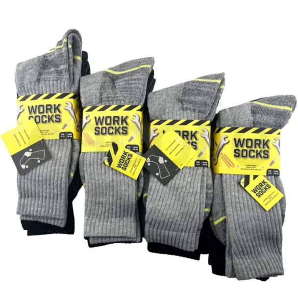Men’s Work Socks (3 Pack) – Reinforced Heel & Toe - Assorted