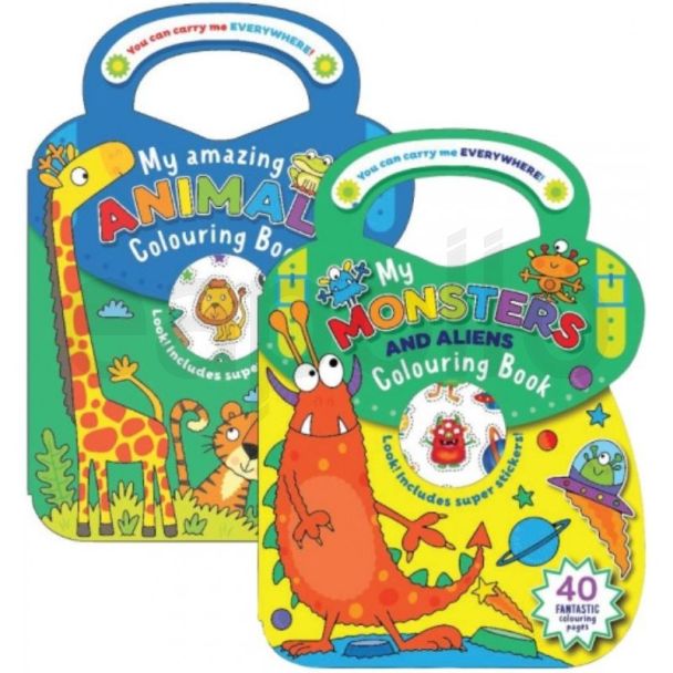 Animals and Monsters Colouring & Sticker Activity Book - Assorted