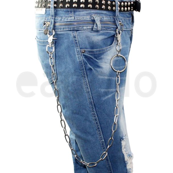 Metal Keychain With Narrow Links (Silver) - 4cm Ring