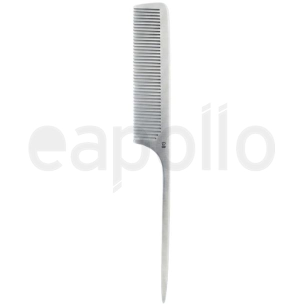 Metal Pin Tail Barber Hair Comb -  Silver - 25cm