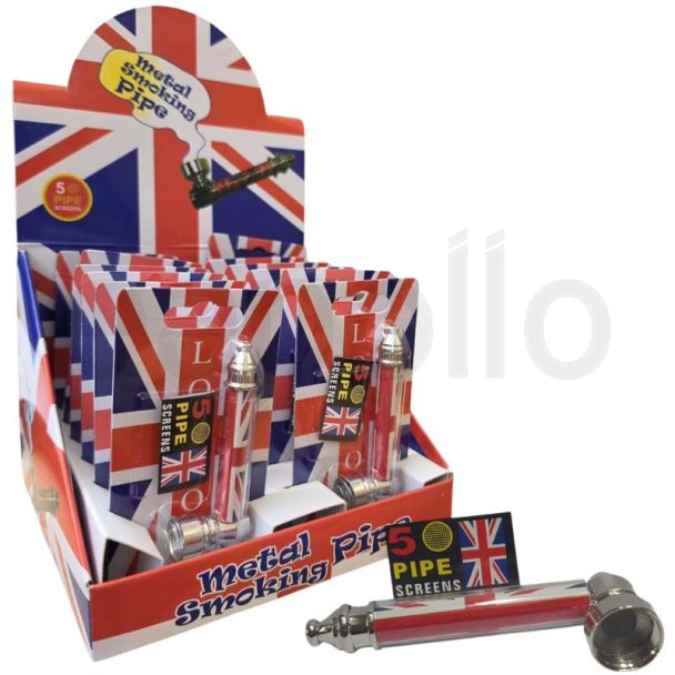 Metal Pipe With Silver Screens -  Union Jack  (7cm)