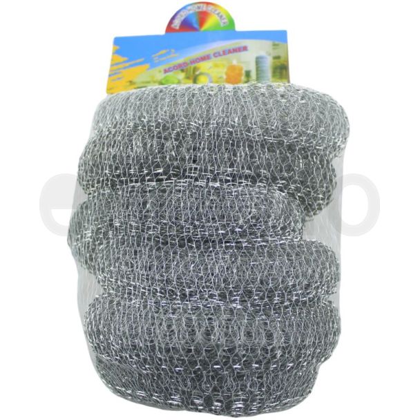 Metal Scouring Pads for Kitchen Cleaning - Pack of 6 (Silver)