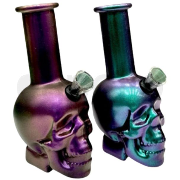 Metallic Color Skull Glass Waterpipe (5.5 inch) - Assorted