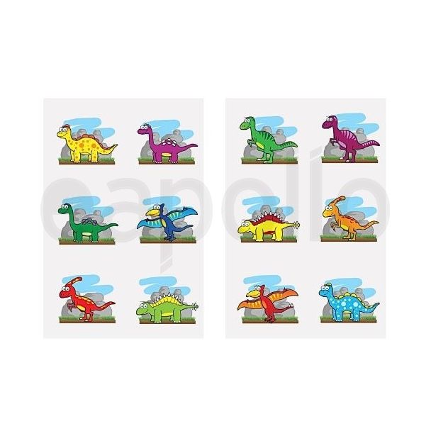 6pc Kids Dinosaur Temporary Tattoos (4cm) - Assorted Designs