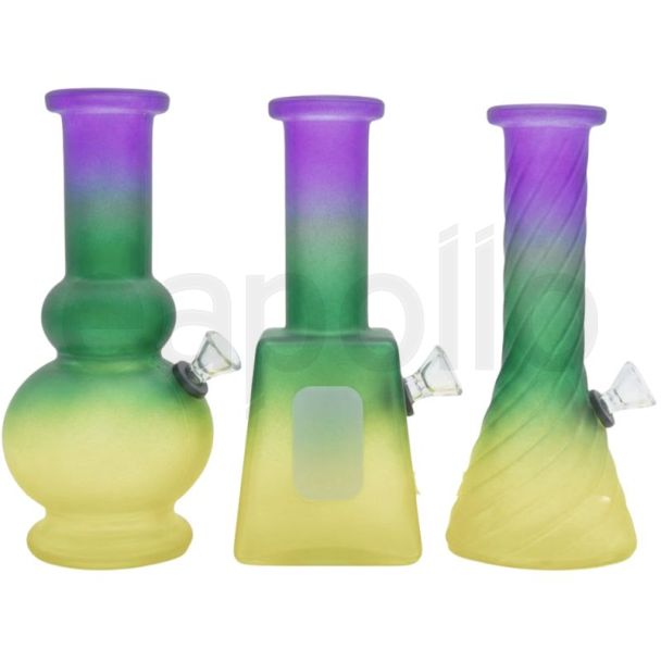 Mini Glass Water Pipe With Tri-Colour - Assorted Design (6inch)