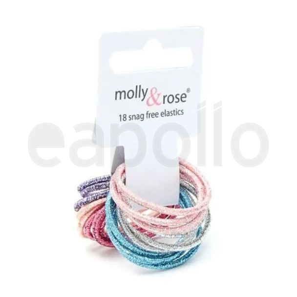 Molly & Rose Card Of 18 Glitter Elastics 2mm - Assorted