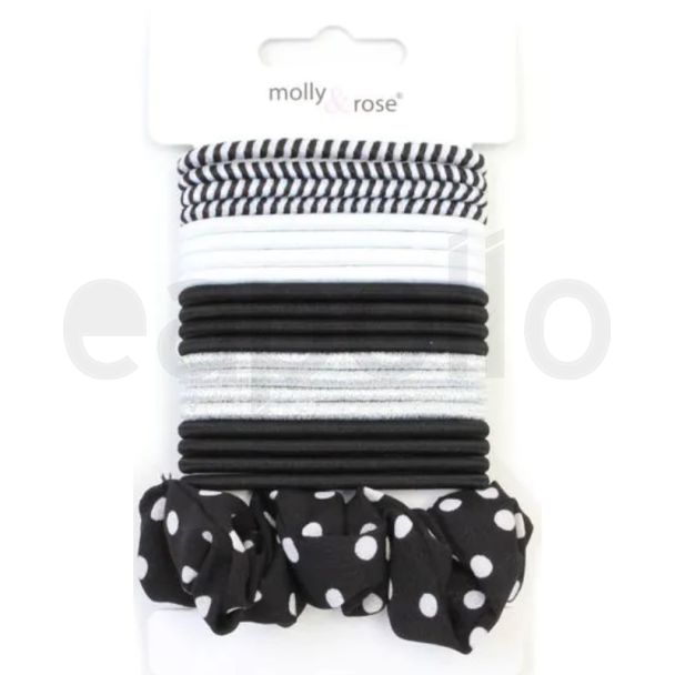 Molly & Rose Elastics & Scrunchie Set - Black & White
