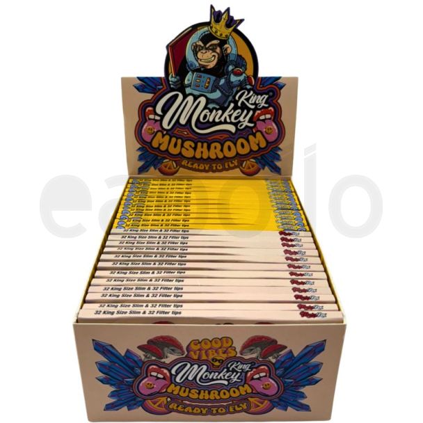 Monkey King - King Size Slim Rolling Papers + Tips : Mushroom