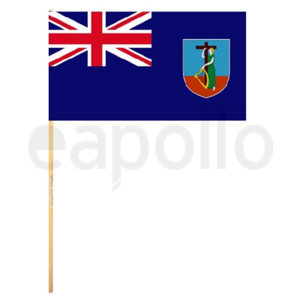 Montserrat Hand Flag With Wooden Stick